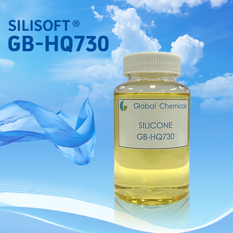 Silicone soyeux SILISOFT GB-HQ730 utilisé pour la finition lisse et douce des fibres naturelles, des fibres synthétiques et de leurs mélanges