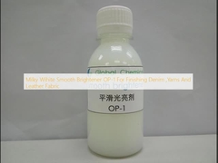 Lumière lisse et blanche comme le lait OP-1 pour la finition de denim, de fils et de tissus en cuir